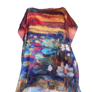 Rochie plaja tip poncho, apus de soare cu nuferi