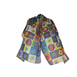 Esarfa bumbac multicolora, figuri geometrice, 180 x 70 cm