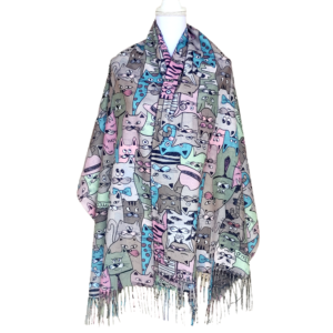 Esarfa tip casmir, Concert pentru pisici, model 18, 180 x 70 cm