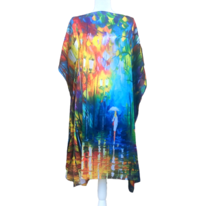 Rochie plaja tip poncho, matase, Fata cu umbrela