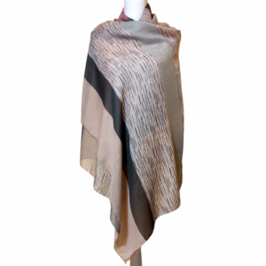 Esarfa mare din bumbac, cu dungi in nuante de gri si roz, 180 x 90 cm