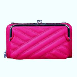 Portofel tip gentuta crossbody, roz fucsia, 20 x 11 x 4.5 cm