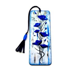 Semn de carte handmade, maci albastri