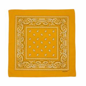 Bandana/ batic patrat din bumbac cu imprimeu persan alb pe fond portocaliu