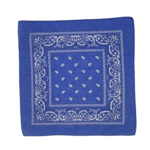 Bandana/ batic patrat din bumbac cu imprimeu persan alb pe fond albastru
