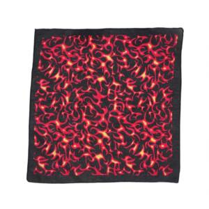 Bandana/ batic patrat din bumbac cu imprimeu rosu galben cu flacari pe fond negru