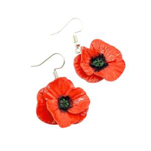 Cercei handmade din fimo, maci rosii